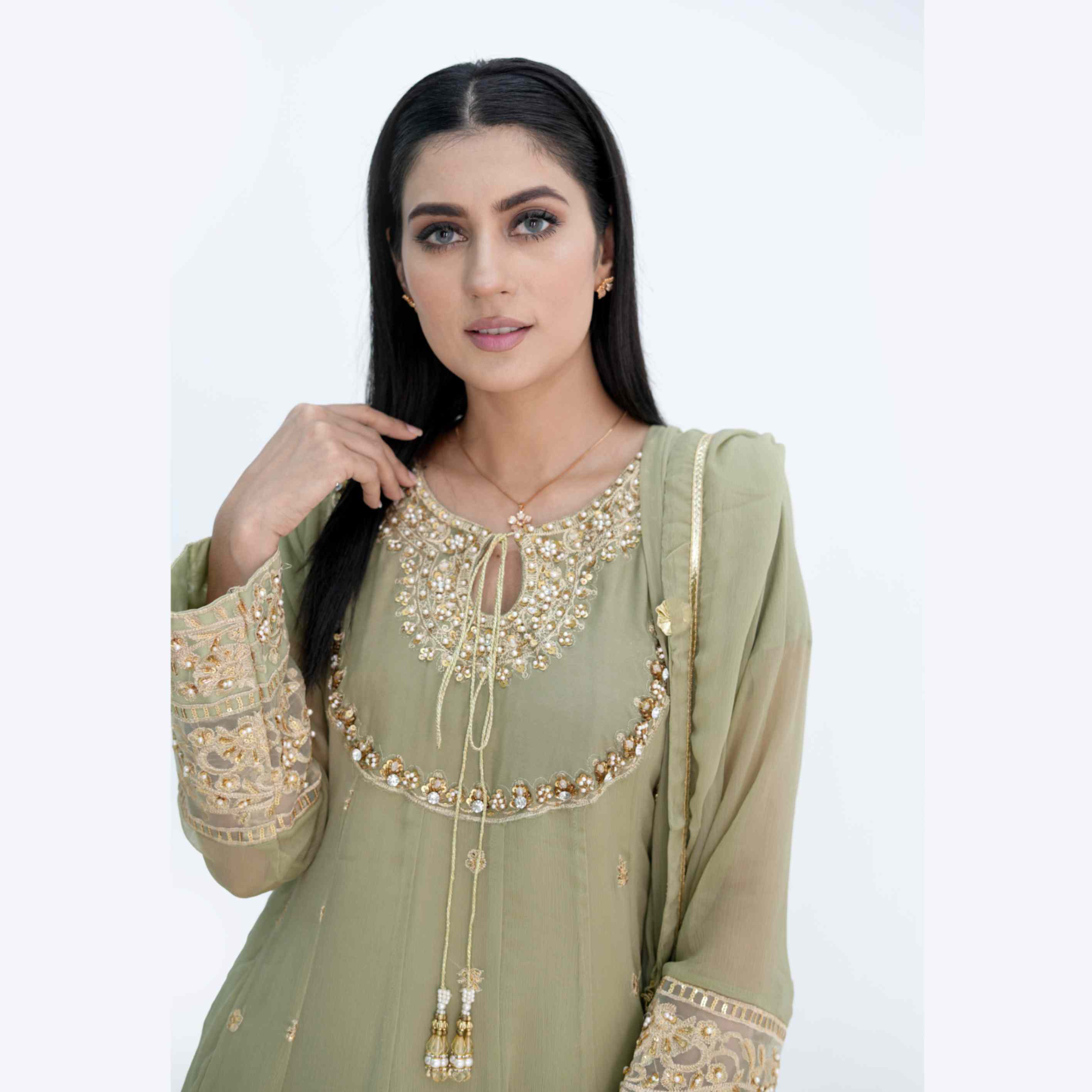 CHIFFON HEAVY HANDWORK OUTFIT | TK-0438