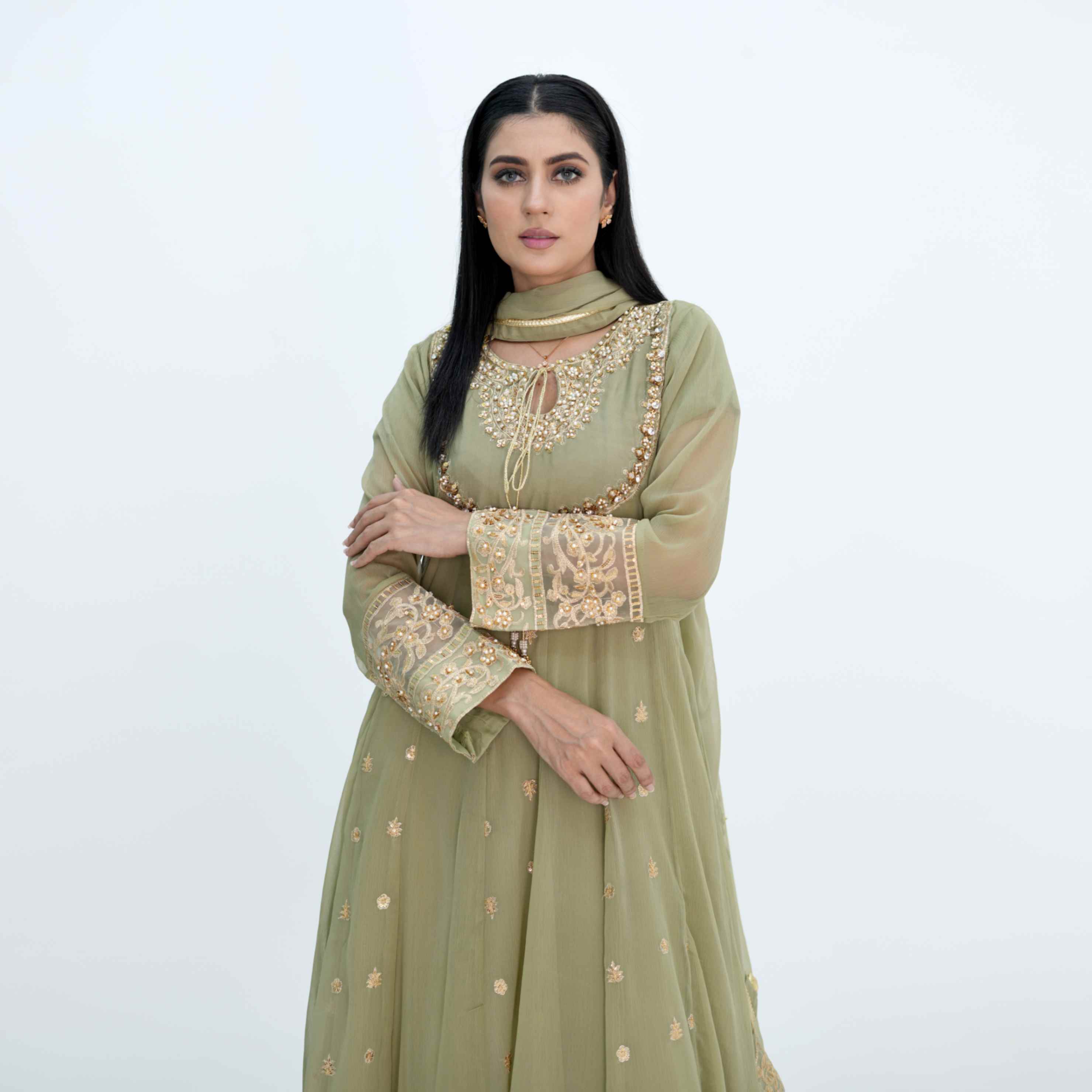 CHIFFON HEAVY HANDWORK OUTFIT | TK-0438