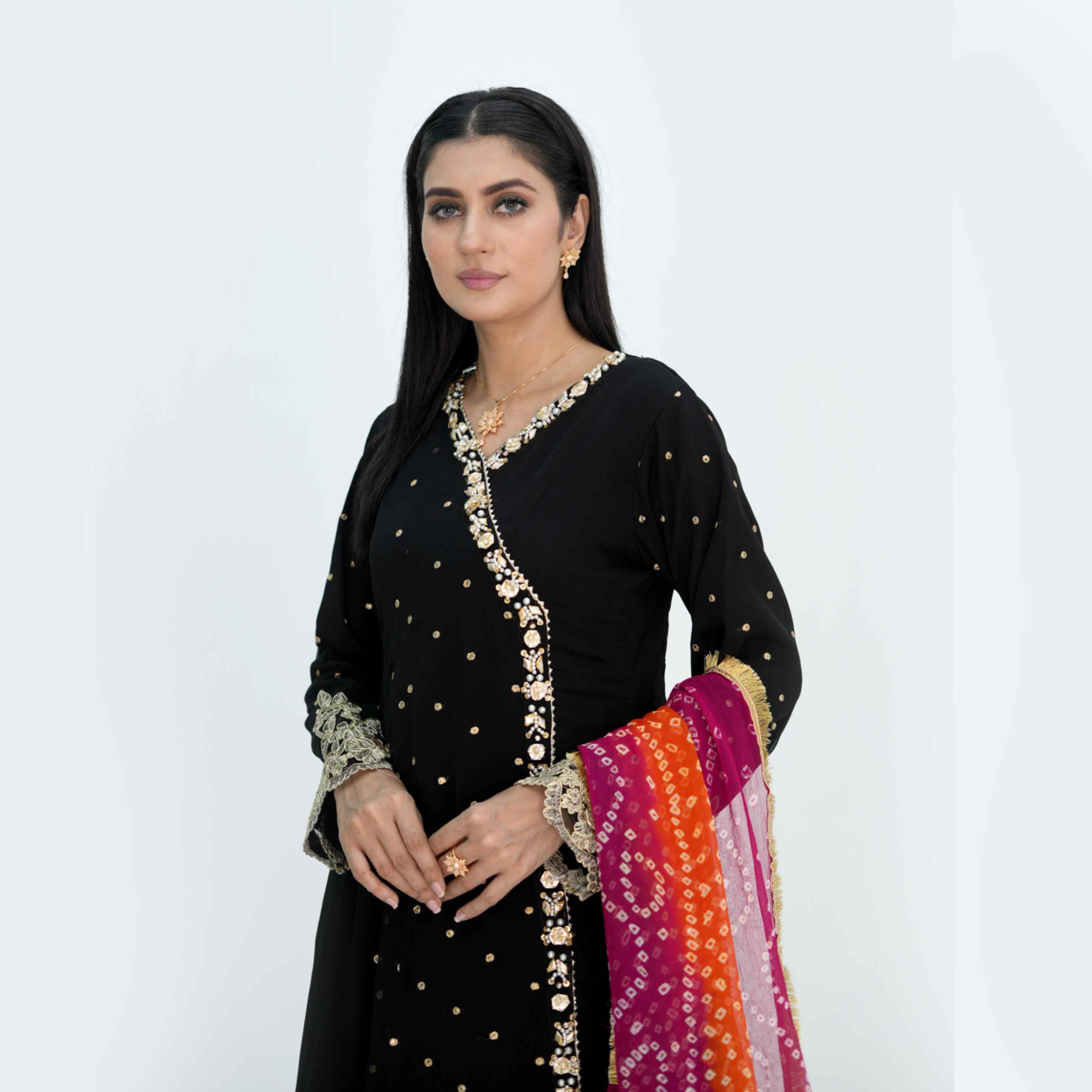 CHIFFON OUTFIT WITH HEAVY HANDWORK | TK-0439