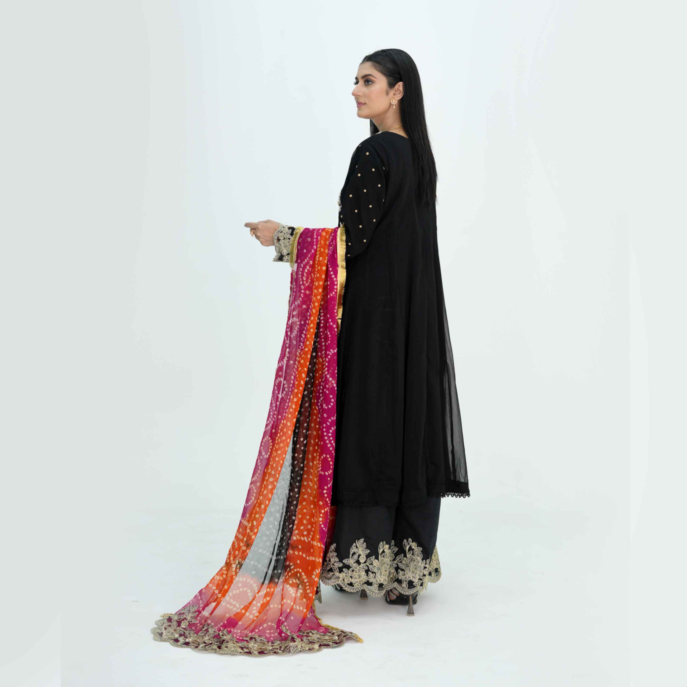 CHIFFON OUTFIT WITH HEAVY HANDWORK | TK-0439