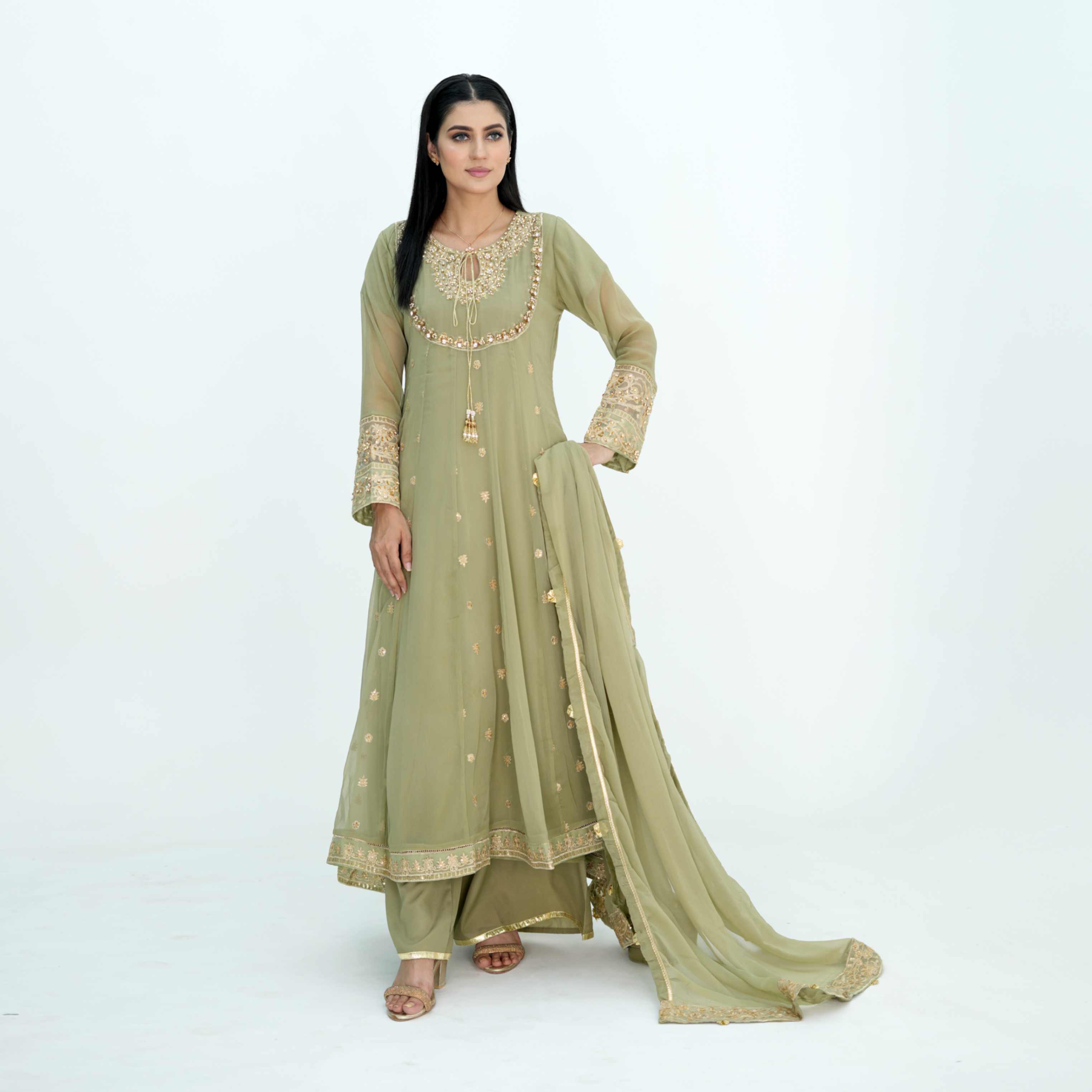 CHIFFON HEAVY HANDWORK OUTFIT | TK-0438