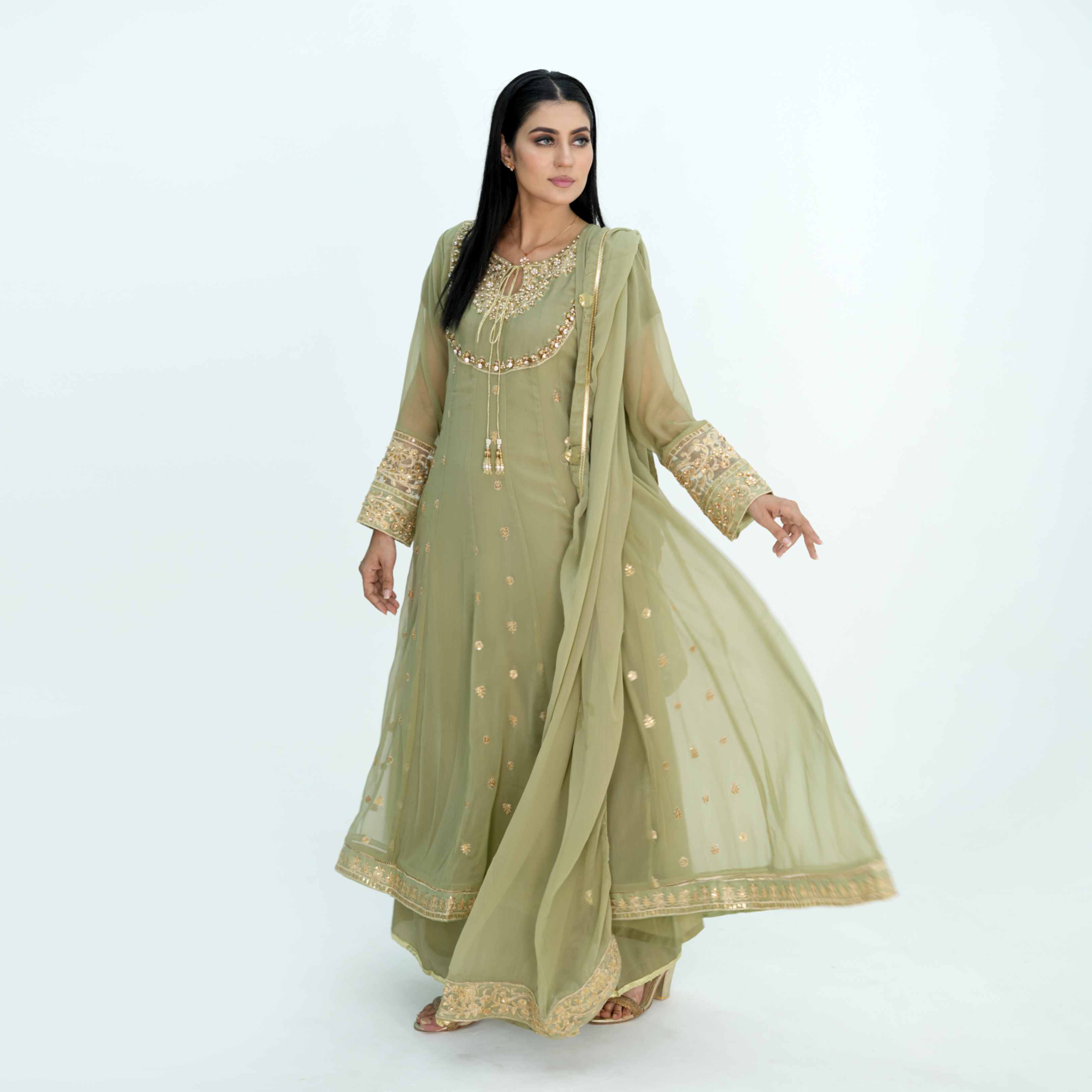 CHIFFON HEAVY HANDWORK OUTFIT | TK-0438